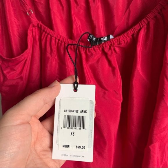 7 For All Mankind Pink Tank Top Blouse Satin NWT  New Silk Blend XS - Picture 5 of 8